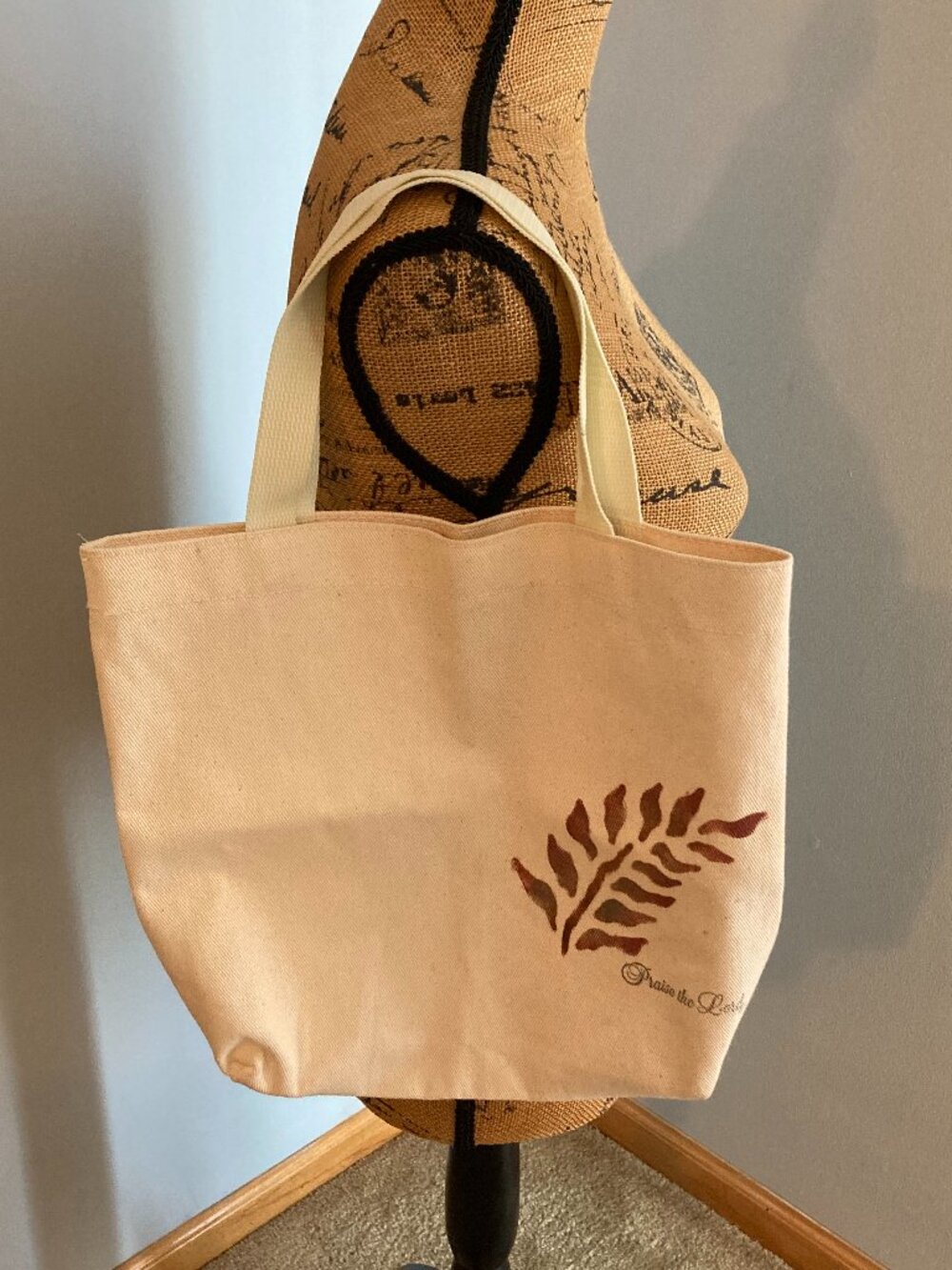 NWOT Small Canvas Tote Bag "Praise the Lord"